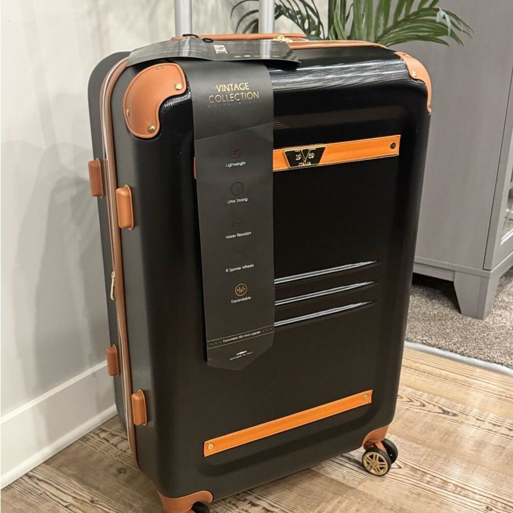 19V69 ITALIA Vintage Expandable Medium Checked 1pc Luggage,suitcase travel bag - Picture 10 of 15